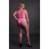 Ouch! Glow Ensemble Bustier et Culotte Filet Rose Fluo